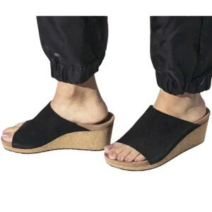 Papillio by Birkenstock Namica Wedge Sandal Heel Black Suede Size 36
